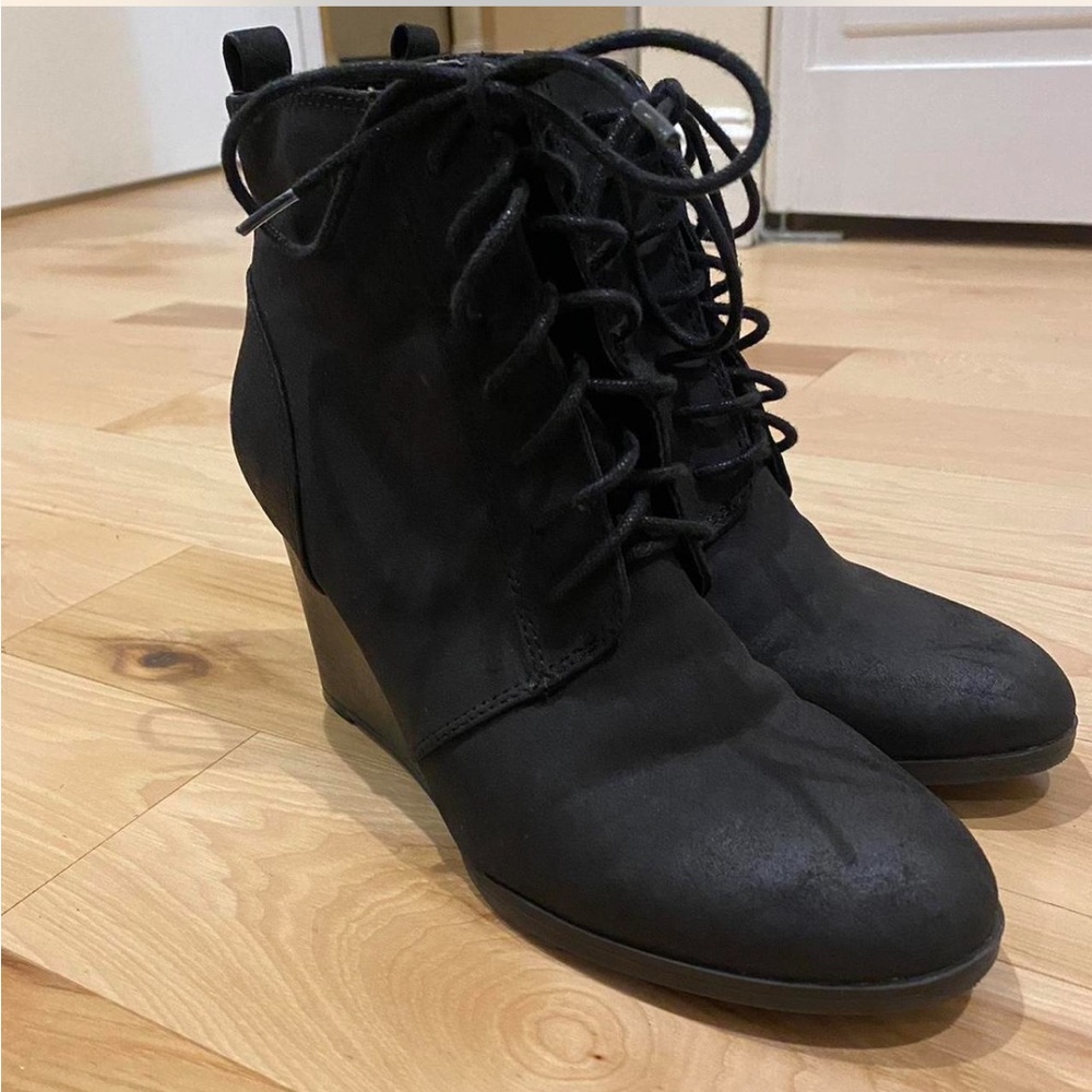 Black Suede Lace Up Ankle Boots